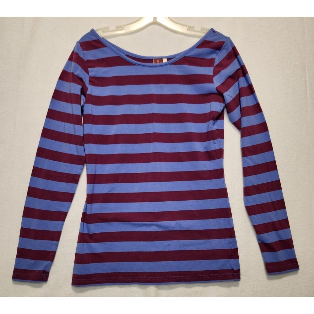 Matilda Jane Size Medium Character Counts Striped Long Sleeve Top Purple Blue